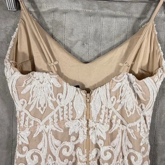 Windsor Nude White Sequin Bodycon Mini Dress Small - Picture 10 of 11